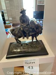 MaxSold Auction: Bronze Western Cowboy Sculpture with Wood Plinth, Signed - Los Angeles (California, USA) PARTNER MANAGED Estate Sale Online Auction - Thurston Circle
