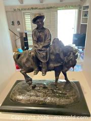 MaxSold Auction: Bronze Western Cowboy Sculpture with Wood Plinth, Signed - Los Angeles (California, USA) PARTNER MANAGED Estate Sale Online Auction - Thurston Circle