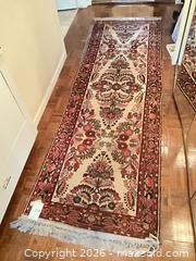 MaxSold Auction: Cream & Red Machine-Made Runner Rug 106" x 31" - Los Angeles (California, USA) PARTNER MANAGED Estate Sale Online Auction - Thurston Circle