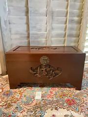 MaxSold Auction: George Zee & Co. Brown Asian Carved Storage Trunk - Los Angeles (California, USA) PARTNER MANAGED Estate Sale Online Auction - Thurston Circle