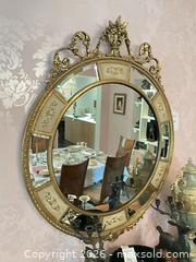 MaxSold Auction: Gold Round-Oval Wall Mirror, Approx. 44 x 35 in - Los Angeles (California, USA) PARTNER MANAGED Estate Sale Online Auction - Thurston Circle