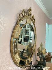 MaxSold Auction: Gold Round-Oval Wall Mirror, Approx. 44 x 35 in - Los Angeles (California, USA) PARTNER MANAGED Estate Sale Online Auction - Thurston Circle
