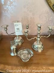 MaxSold Auction: Lot of 4 Silver & Silver-Tone Pieces: Candelabra, Bell, Ashtray - Los Angeles (California, USA) PARTNER MANAGED Estate Sale Online Auction - Thurston Circle