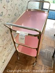 MaxSold Auction: Mid-Century Pink Metal 3-Tier Bar/Serving Cart with Casters - Los Angeles (California, USA) PARTNER MANAGED Estate Sale Online Auction - Thurston Circle