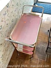 MaxSold Auction: Mid-Century Pink Metal 3-Tier Bar/Serving Cart with Casters - Los Angeles (California, USA) PARTNER MANAGED Estate Sale Online Auction - Thurston Circle