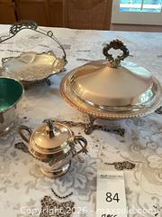 MaxSold Auction: Mixed Silver & Silver-Plated 7-Piece Serving Set - Los Angeles (California, USA) PARTNER MANAGED Estate Sale Online Auction - Thurston Circle