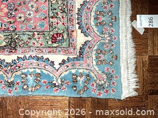 MaxSold Auction: Oriental/Persian Blue & Pink Wool Area Rug 8' x 11' (approx) - Los Angeles (California, USA) PARTNER MANAGED Estate Sale Online Auction - Thurston Circle