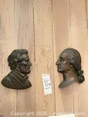 MaxSold Auction: Pair of Bronze-Style Wall Bust Plaques — Lincoln & Washington - Los Angeles (California, USA) PARTNER MANAGED Estate Sale Online Auction - Thurston Circle