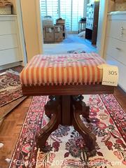 MaxSold Auction: Piano/Vanity Stool with Pink Striped Floral Needlepoint - Los Angeles (California, USA) PARTNER MANAGED Estate Sale Online Auction - Thurston Circle