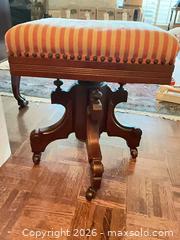 MaxSold Auction: Piano/Vanity Stool with Pink Striped Floral Needlepoint - Los Angeles (California, USA) PARTNER MANAGED Estate Sale Online Auction - Thurston Circle