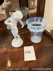 MaxSold Auction: Porcelain Figurine and Opalescent Glass Vase, Marked - Los Angeles (California, USA) PARTNER MANAGED Estate Sale Online Auction - Thurston Circle