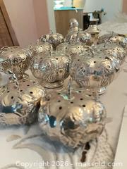 MaxSold Auction: Sterling 12 Salt & Pepper Shakers & Bag of Corks and metal Serving Tray - Los Angeles (California, USA) PARTNER MANAGED Estate Sale Online Auction - Thurston Circle