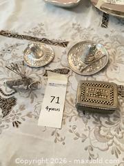 MaxSold Auction: Sterling 'STERLING' (Mexico) Trinket Boxes & Ring Cone Holder and Decorative Cocktail Pick Holder , Lot of 4 - Los Angeles (California, USA) PARTNER MANAGED Estate Sale Online Auction - Thurston Circle