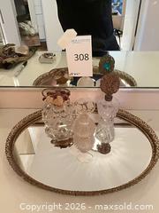 MaxSold Auction: Vintage Vanity Mirror Tray with Crystal Perfume Bottles, 4pcs - Los Angeles (California, USA) PARTNER MANAGED Estate Sale Online Auction - Thurston Circle