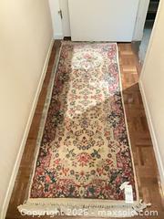 MaxSold Auction: Wool Runner Rug 80" x 30" Cream / Burgundy - Los Angeles (California, USA) PARTNER MANAGED Estate Sale Online Auction - Thurston Circle