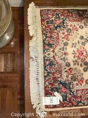 MaxSold Auction: Wool Runner Rug 80" x 30" Cream / Burgundy - Los Angeles (California, USA) PARTNER MANAGED Estate Sale Online Auction - Thurston Circle