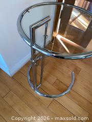 MaxSold Auction: Mid-Century Chrome & Glass Side Table Designed By Eileen Gray - Thousand Oaks (California, USA) PARTNER MANAGED Estate Sale Online Auction - Camino Roberto