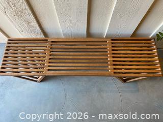MaxSold Auction: Modern Mid-Century Style Slatted Wood Bench - Thousand Oaks (California, USA) PARTNER MANAGED Estate Sale Online Auction - Camino Roberto