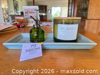 MaxSold Auction: Sea Foam Ceramic Plate with Candle & Green Glass Dispenser - Thousand Oaks (California, USA) PARTNER MANAGED Estate Sale Online Auction - Camino Roberto