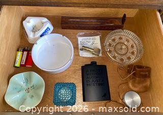 MaxSold Auction: Vintage Ashtrays, Flask, & Wooden Incense Holder - Thousand Oaks (California, USA) PARTNER MANAGED Estate Sale Online Auction - Camino Roberto
