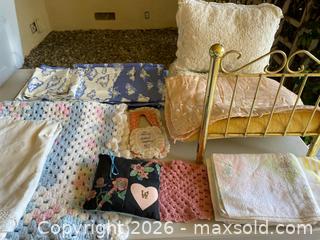 MaxSold Auction: Vintage Brass Doll Bed & Blankets & More - Thousand Oaks (California, USA) PARTNER MANAGED Estate Sale Online Auction - Camino Roberto