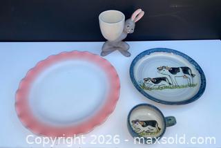 MaxSold Auction: Vintage Hazel Atlas Pink Ripple Plate, Bunny Egg Cup, & More! - Thousand Oaks (California, USA) PARTNER MANAGED Estate Sale Online Auction - Camino Roberto