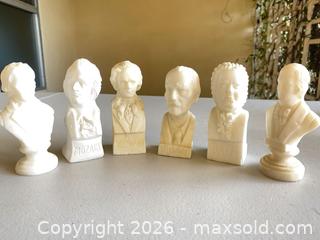 MaxSold Auction: VTG Set of 6 Miniature Busts of Music Composers  - Thousand Oaks (California, USA) PARTNER MANAGED Estate Sale Online Auction - Camino Roberto