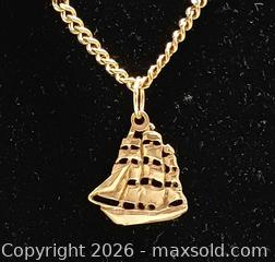 MaxSold Auction: 10K Gold Sailing Ship Pendant Necklace 12g Marked  - Toronto (Ontario, Canada) PARTNER MANAGED Reseller Online Auction - Queen Street Wt.