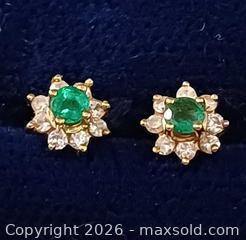 MaxSold Auction: 18K Gold Diamond & Emerald Mini Earrings Marked  - Toronto (Ontario, Canada) PARTNER MANAGED Reseller Online Auction - Queen Street West