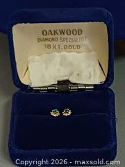 MaxSold Auction: 18K Gold Diamond & Emerald Mini Earrings Marked  - Toronto (Ontario, Canada) PARTNER MANAGED Reseller Online Auction - Queen Street West