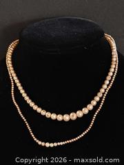 MaxSold Auction: 2 Vintage Victorian Faux Pearls Beads Necklaces with 14K Gold & 925 Silver Clasp  - Toronto (Ontario, Canada) PARTNER MANAGED Reseller Online Auction - Queen Street West