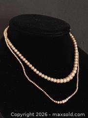 MaxSold Auction: 2 Vintage Victorian Faux Pearls Beads Necklaces with 14K Gold & 925 Silver Clasp  - Toronto (Ontario, Canada) PARTNER MANAGED Reseller Online Auction - Queen Street West