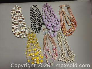MaxSold Auction: 7 Vintage Faux Pearls & Beaded Multi Strand Necklaces Japan Made & etc. Lot - Toronto (Ontario, Canada) PARTNER MANAGED Reseller Online Auction - Queen Street West
