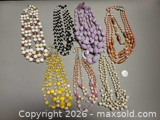 MaxSold Auction: 7 Vintage Faux Pearls & Beaded Multi Strand Necklaces Japan Made & etc. Lot - Toronto (Ontario, Canada) PARTNER MANAGED Reseller Online Auction - Queen Street West