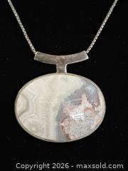 MaxSold Auction: 925 Silver & Crazy Lace Agate Pendant Necklace Marked  - Toronto (Ontario, Canada) PARTNER MANAGED Reseller Online Auction - Queen Street West