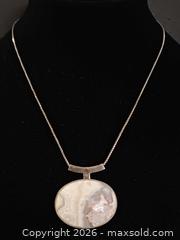 MaxSold Auction: 925 Silver & Crazy Lace Agate Pendant Necklace Marked  - Toronto (Ontario, Canada) PARTNER MANAGED Reseller Online Auction - Queen Street West