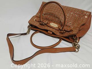 MaxSold Auction: Michael Kors Hamilton Grommet Tan Brown Leather Satchel Shoulder Handbag  - Toronto (Ontario, Canada) PARTNER MANAGED Reseller Online Auction - Queen Street West