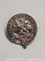 MaxSold Auction: Vintage 925 Silver Scottish Clan Badge Brooch Nemo Me Impune Lacesset - Toronto (Ontario, Canada) PARTNER MANAGED Reseller Online Auction - Queen Street West