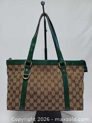 MaxSold Auction: Vintage Gucci Abbey GG Monogram Jacquard Tote Shoulder Handbag  - Toronto (Ontario, Canada) PARTNER MANAGED Reseller Online Auction - Queen Street West