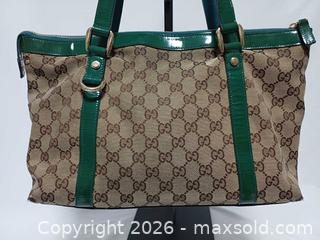 MaxSold Auction: Vintage Gucci Abbey GG Monogram Jacquard Tote Shoulder Handbag  - Toronto (Ontario, Canada) PARTNER MANAGED Reseller Online Auction - Queen Street West