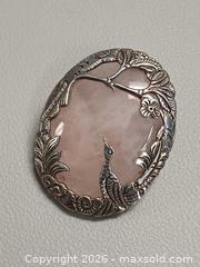 MaxSold Auction: Vintage Ornate Silver & Rose Quartz Pendant Brooch Unmarked  - Toronto (Ontario, Canada) PARTNER MANAGED Reseller Online Auction - Queen Street West