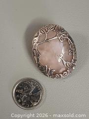 MaxSold Auction: Vintage Ornate Silver & Rose Quartz Pendant Brooch Unmarked  - Toronto (Ontario, Canada) PARTNER MANAGED Reseller Online Auction - Queen Street West
