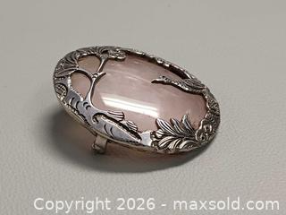 MaxSold Auction: Vintage Ornate Silver & Rose Quartz Pendant Brooch Unmarked  - Toronto (Ontario, Canada) PARTNER MANAGED Reseller Online Auction - Queen Street West