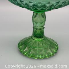 MaxSold Auction: Vintage Jeannette Windsor Green Colored Glass Pedestal Dish Compote Bowl 6" - Ottawa (Ontario, Canada) SELLER MANAGED Downsizing Online Auction - Valley Stream Drive (CONDO)