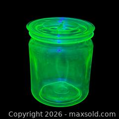 MaxSold Auction: Vintage Uranium Glass Depression Glass Storage Jar with Lid - Ottawa (Ontario, Canada) SELLER MANAGED Downsizing Online Auction - Valley Stream Drive (CONDO)