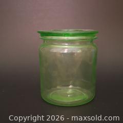 MaxSold Auction: Vintage Uranium Glass Depression Glass Storage Jar with Lid - Ottawa (Ontario, Canada) SELLER MANAGED Downsizing Online Auction - Valley Stream Drive (CONDO)