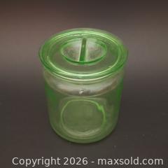 MaxSold Auction: Vintage Uranium Glass Depression Glass Storage Jar with Lid - Ottawa (Ontario, Canada) SELLER MANAGED Downsizing Online Auction - Valley Stream Drive (CONDO)