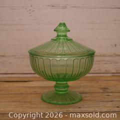 MaxSold Auction: Vintage Uranium Glass Green Compote / Covered Candy Dish - Ottawa (Ontario, Canada) SELLER MANAGED Downsizing Online Auction - Valley Stream Drive (CONDO)