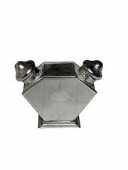 MaxSold Auction: Art Deco Chrome-Plated Salt & Pepper Shaker Set with Stand - Hayward (California, USA) SELLER MANAGED Reseller Online Auction - Oakhill Way