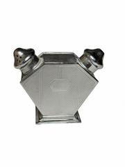 MaxSold Auction: Art Deco Chrome-Plated Salt & Pepper Shaker Set with Stand - Hayward (California, USA) SELLER MANAGED Reseller Online Auction - Oakhill Way